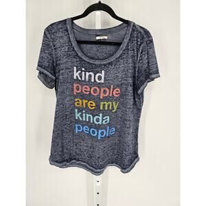 Maurices Women's Blue Kind People Burnout Short Sleeve Blouse Top Size L